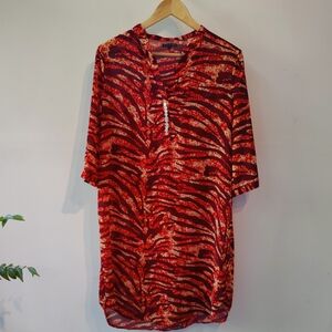 Inspired By Veritas Sheer Chiffon Print Cover Up Dress L